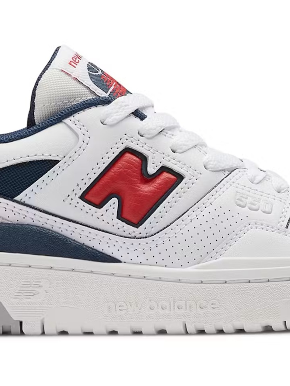 New Balance 550 Kids White, Red & Navy Low-Top Sneakers